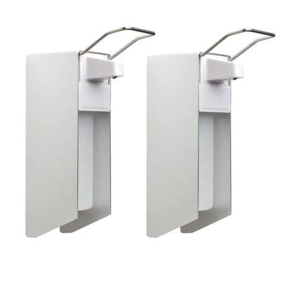 2 Desinfektionsspender - Alu/Kunststoff - 500 ml - kurzer Hebel - Wandspender